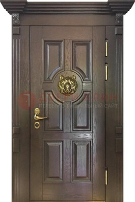 Коричневая металлическая дверь с массивом дуба ДМД-50 в Шатуре