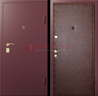 Бордовая железная дверь с нитроэмалью ДН-1 в Шатуре