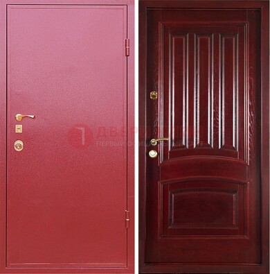 Красная металлическая дверь с порошковым напылением ДП-165 в Шатуре