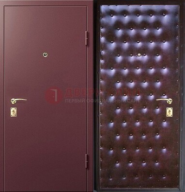 Бордовая железная дверь с порошковым напылением ДП-177 в Шатуре