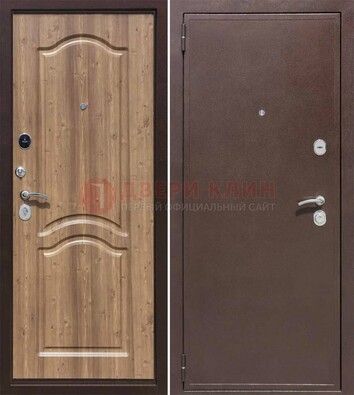 Коричневая железная дверь с порошковым окрасом ДП-191 в Шатуре