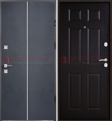 Железная дверь с порошковым покрытием и отделкой Темный орех внутри ДП-211 в Шатуре
