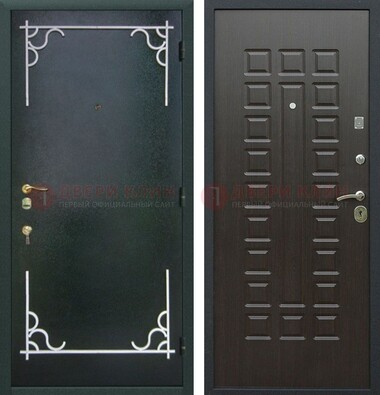 Темная входная дверь с порошковым покрытием и МДФ венге ДП-223 в Шатуре