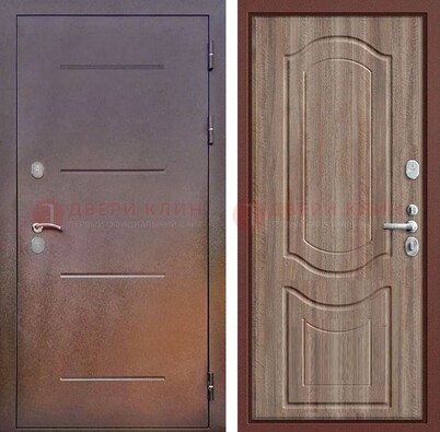 Стальная дверь с порошковым покрытием с коричневой МДФ ДП-226 в Шатуре