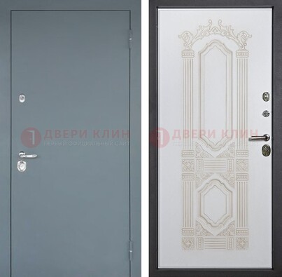 Стальная дверь с порошковым напылением с резной белой МДФ ДП-231 в Шатуре