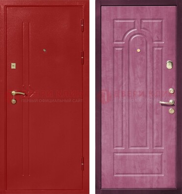 Красная входная дверь с порошковым напылением ДП-240 в Шатуре
