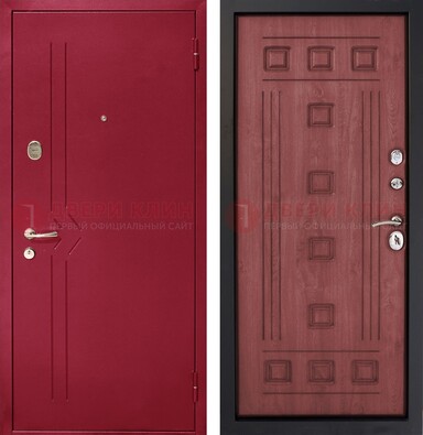 Красная железная дверь с порошковым напылением ДП-242 в Шатуре
