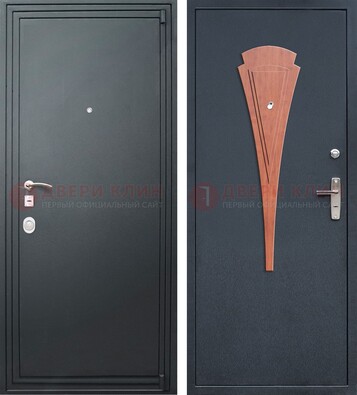 Черная железная дверь с порошковым покрытием и накладкой МДФ внутри ДП-245 в Шатуре