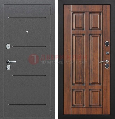 Стальная дверь с порошковым покрытием Антик серебро и филенчатой МДФ ДП-267 в Шатуре