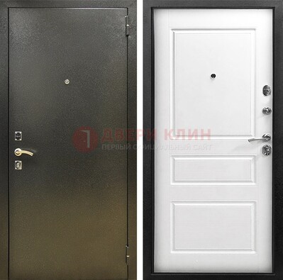 Входная дверь Темное серебро с порошковым напылением и белой МДФ ДП-272 в Шатуре