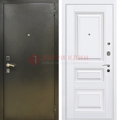 Железная темно-серая дверь с порошковым напылением и белой МДФ ДП-274 в Шатуре