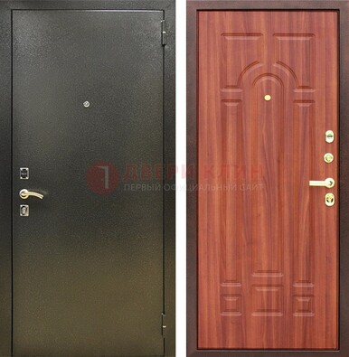 Входная темно-серая дверь с порошковой отделкой и МДФ Миланский орех ДП-281 в Шатуре