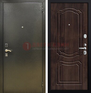 Темно-серая железная дверь с порошковым покрытием и коричневой МДФ ДП-288 в Шатуре