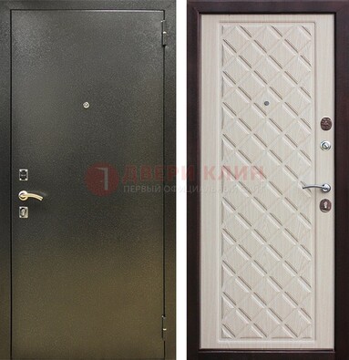 Темно-серая железная дверь с порошковым покрытием и филенчатой МДФ ДП-289 в Шатуре
