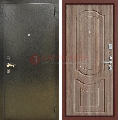 Темно-серая входная дверь с порошковым покрытием и коричневая МДФ ДП-290 в Шатуре