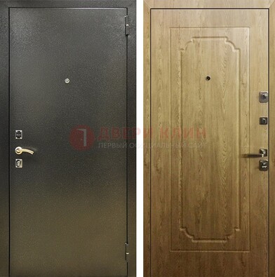 Темно-серая входная дверь с порошковым покрытием и МДФ Золотой дуб ДП-291 в Шатуре