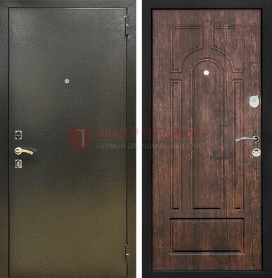 Темно-серая металлическая дверь с порошковым покрытием и МДФ коричневая ДП-292 в Шатуре