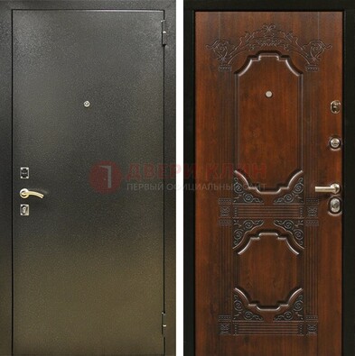 Входная дверь Темное серебро с порошковым покрытием и МДФ с узором ДП-293 в Шатуре