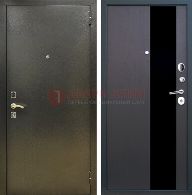 Входная темная дверь с порошковым покрытием и МДФ со стеклом ДП-294 в Шатуре