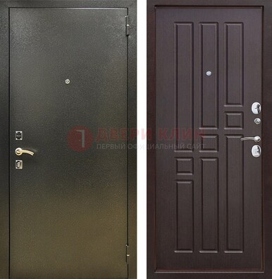 Входная темно-серая дверь с порошковым напылением и коричневой МДФ ДП-301 в Шатуре