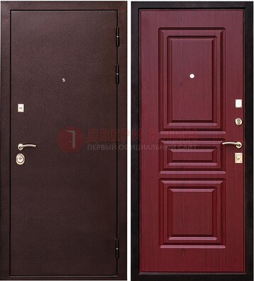 Бордовая входная дверь с порошковым окрасом ДП-36 в Шатуре