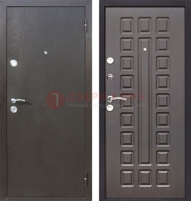 Коричневая железная дверь с порошковым окрасом ДП-63 в Шатуре