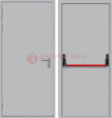 Белая металлическая противопожарная дверь с длинной ручкой ДПП-14 в Шатуре
