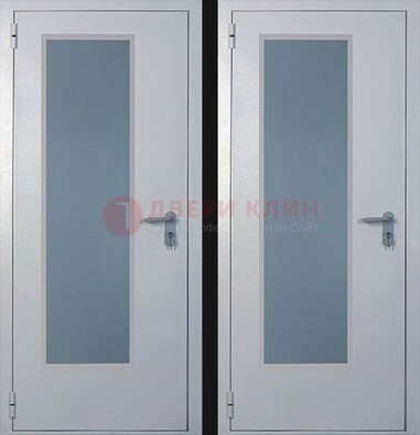 Белая металлическая противопожарная дверь с декоративной вставкой ДПП-5 в Шатуре