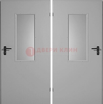 Белая металлическая противопожарная дверь с декоративной вставкой ДПП-7 в Севастополе