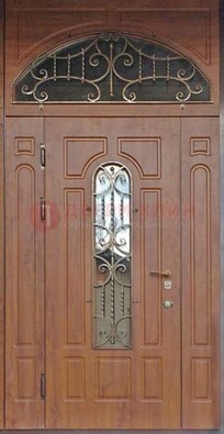 Одностворчатая парадная дверь Винорит со стеклом и ковкой ДПР-105 в Сочи