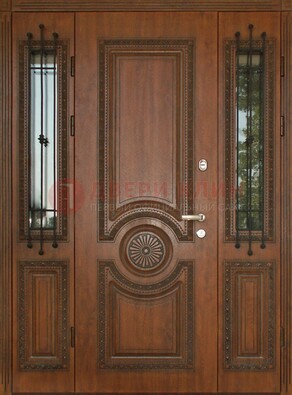 Парадная распашная стальная дверь Винорит со стеклом ДПР-106 в Шатуре