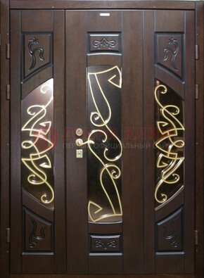 Парадная дверь со стеклом и ковкой ДПР-1 в каркасный дом в Шатуре