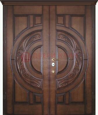 Утепленная коричневая стальная парадная дверь ДПР-51 в Шатуре