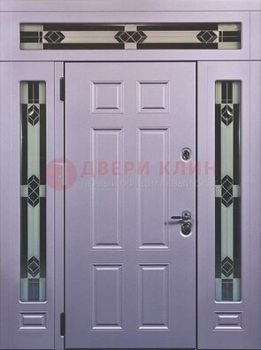 Филенчатая железная парадная дверь с фрамугами ДПР-82 в Шатуре