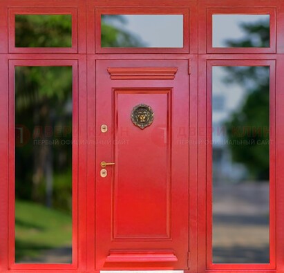 Красная парадная дверь для частного дома ДПР-88 в Шатуре