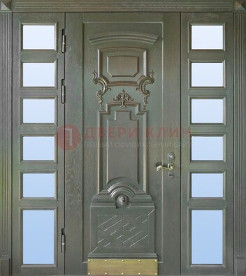 Парадная железная дверь с массивом и стеклом ДПР-98 в Шатуре