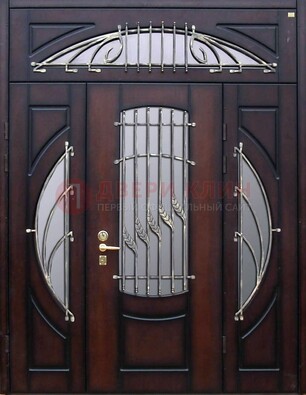 Парадная дверь со стеклянными вставками и ковкой ДПР-9 для улицы в Шатуре