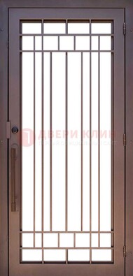 Стальная решетчатая дверь в коричневом цвете ДР-12 в Шатуре