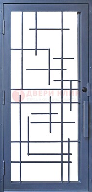Современная железная решетчатая дверь синяя ДР-31 в Шатуре