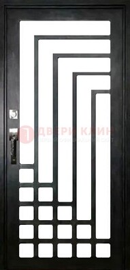 Черная стальная решетчатая дверь в современном стиле ДР-43 в Шатуре