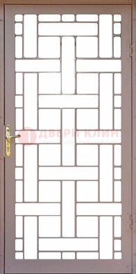 Коричневая металлическая решетчатая дверь для дома ДР-47 в Шатуре