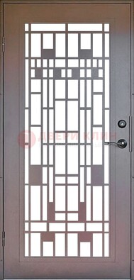 Коричневая стальная решетчатая дверь с узором ДР-4 в Шатуре