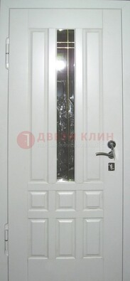 Белая металлическая дверь со стеклом ДС-1 в загородный дом в Шатуре