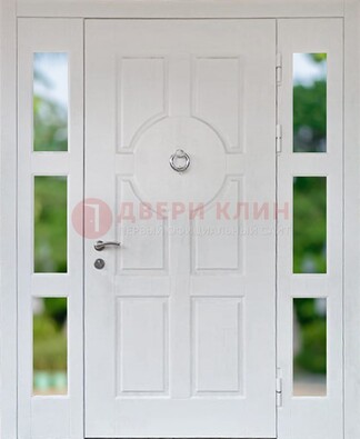 Белая стальная дверь со стеклом и фрамугами ДС-20 в Шатуре