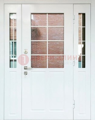 Белая стальная дверь со стеклом и фрамугами ДС-27 в Шатуре