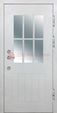 Белая уличная дверь со стеклом ДС-30 в Шатуре