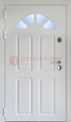 Белая стальная дверь МДФ со стеклом для дома ДС-37 в Шатуре