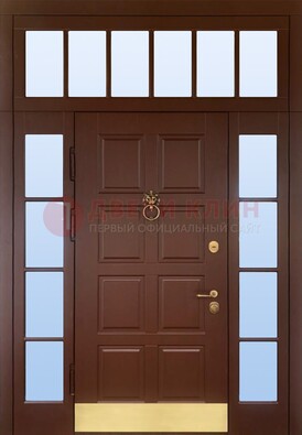 Коричневая входная дверь с МДФ панелью и стеклом ДС-45 в Шатуре
