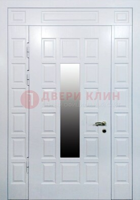 Белая входная дверь с МДФ панелью и стеклом ДС-56 в Шатуре