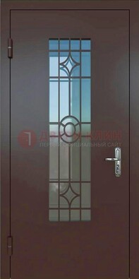 Входная металлическая дверь со стеклом для дома ДС-6 в Шатуре